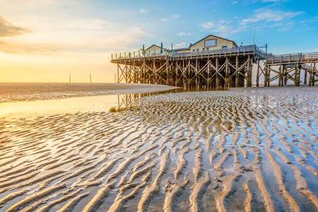 Stilt house at Sankt Peter-Ording. Germany.