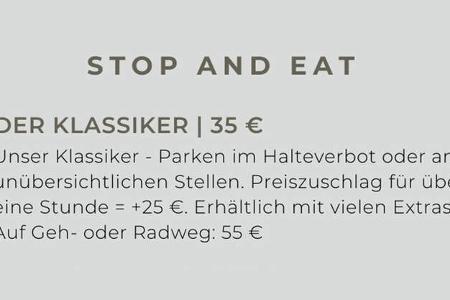 Bußgeldkatalog Speisekarte