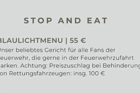 Bußgeldkatalog Speisekarte