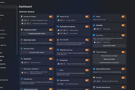 Nach der Installation lassen sich die gewünschten Funktionen im PowerToys-Dashboard ein- oder ausschalten.