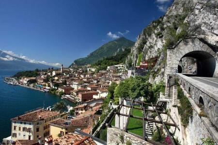 Foreshortening from Gardesana Occidentale road. Garda lake. Limone sul Garda. Lombardia. Italy