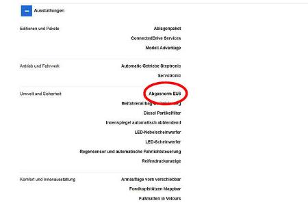 02/2019, Screenshots Recherche Abgasnorm-Angabe Hersteller-Websites