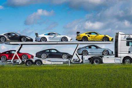 Man TGX 18.640 4×2 Autotransporter mit 6 Porsche 911 991