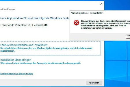 Fehlende Laufzeitumgebungen: Ist keine .NET-Runtime installiert, informiert Windows mit einem klaren Hinweis samt Download-Link. Fehlt jedoch eine C++-Laufzeit, wird es deutlich weniger selbsterklärend.