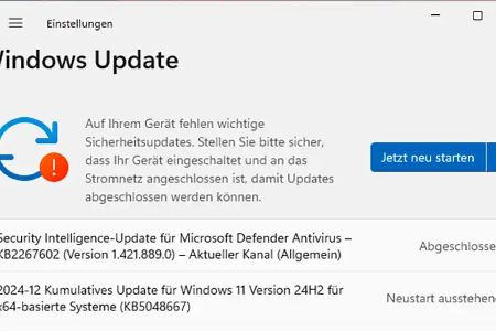 Neustartpflicht: Ein typisches Windows-Phänomen: Bestimmte Systemdateien lassen sich erst beim nächsten Start austauschen, nicht während des laufenden Betriebs.