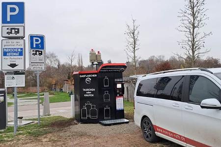 Gasflaschen, Tauschautomat, Energie Rath, Dinkelsbühl, Wohnmobilstellplatz P5 Larrieder Straße