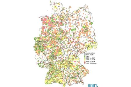 Übersicht Ladestrompreise Deutschlandkarte