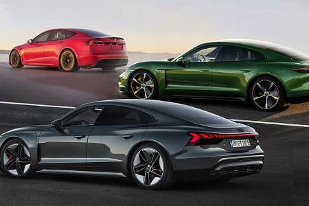 Tesla Model S Plaid Vergleich Porsche Taycan Turbo S Audi RS E-tron GT