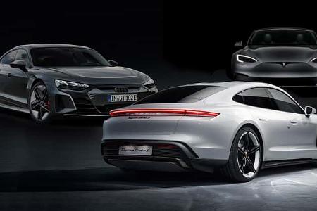 Tesla Model S Plaid Vergleich Porsche Taycan Turbo S Audi RS E-tron GT