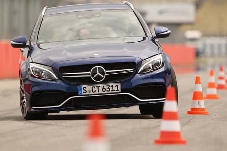 Mercedes-AMG C 63 S T-Modell, Frontansicht, Slalom