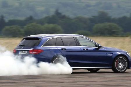 Mercedes-AMG C 63 S T-Modell, Seitenansicht, Burnout