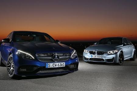 BMW M3, Mercedes AMG C63, Frontansicht