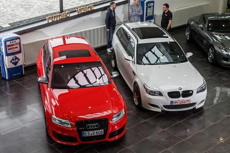 Audi RS 6 Avant, BMW M5 Touring, von oben