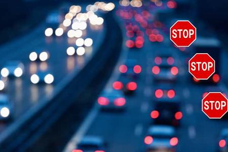 Autobahn Stau Abfahrt Stop