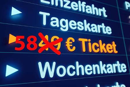 Deutschlandticket 49-Euro-Ticket Anzeige Bahnhof Ticketautomat Symbolbild