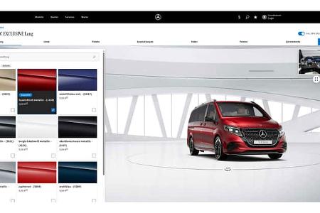 Mercedes-Benz V-Klasse Konfigurator (2025) 120.000 Euro für einen V300d 4Matic Exclusive Hyazinthrot Metallic AMG Line