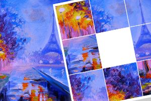 Schiebepuzzle: Eiffelturm bei Nacht