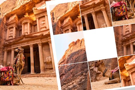 Schiebepuzzle: Felsenstadt Petra in Jordanien