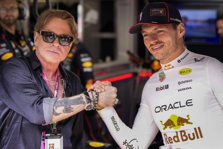 Musikstar bei der Formel 1: Max Verstappen begrüßt Axl Rose