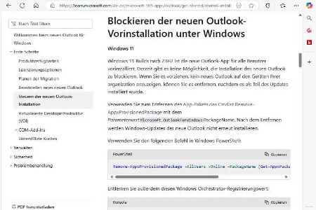 Wer eine Business-Version von Microsoft 365 besitzt, dem spendiert Microsoft eine Anleitung, um die Neuinstallation des Outlook zu unterbinden.