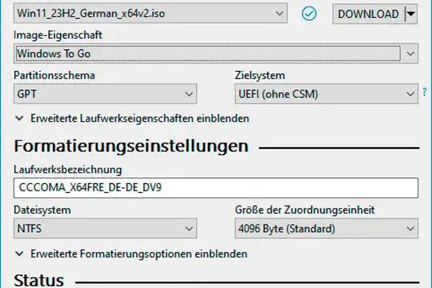 Dank Rufus wird fast jeder normale USB-Stick zu einem bootfähigen Speichermedium mit einem ISO-Abbild.