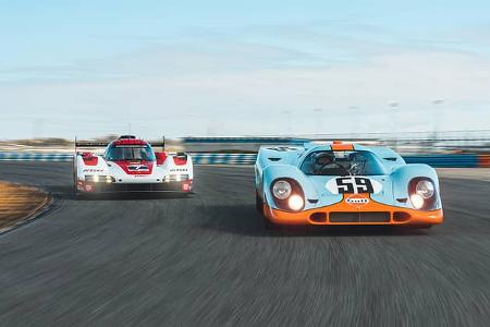Porsche 963 und Porsche 917 im Gulf-Design, Daytona International Speedway