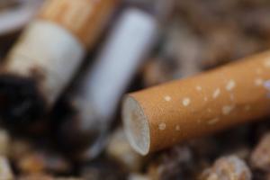 Eine Zigarette in einem Aschenbecher - ein Teil solcher Kippen stammt aus illegalen Kanälen. (Archivbild)