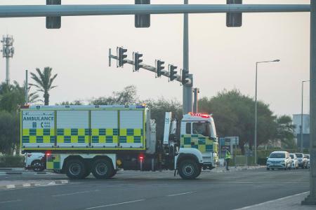Ein Krankenwagen in der Nähe des israelischen Angriffsorts in Doha. 
