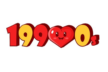 Retrologo für die 1990er mit Herzchen
