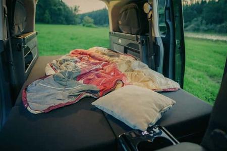 Bett, Heck, Schlafsack