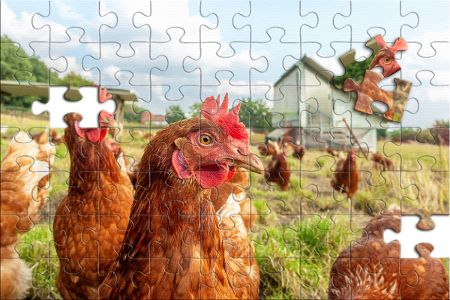 Puzzle: Freiland-Hühner