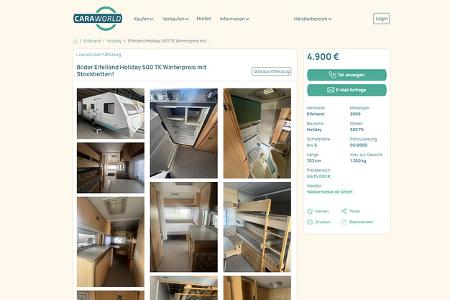 Screenshot (15.10.2025) Caraworld.de: gebrauchte Wohnwagen