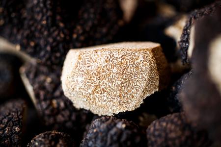 Ein aufgeschnittener Burgundertrüffel (Tuber uncinatum) auf einem Markt in der Schweiz. (Archivbild)