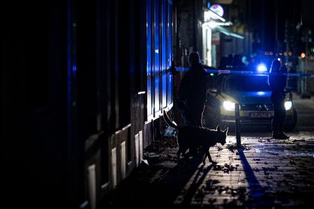 Auch Spürhunde sind im Einsatz.