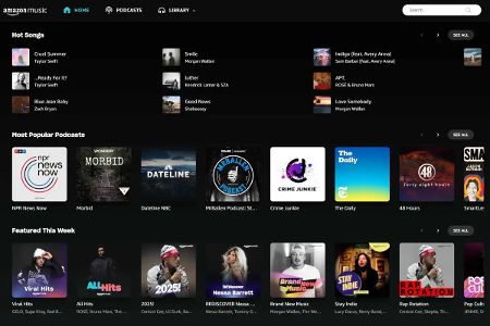 Amazon Music bietet Free, Prime und Unlimited: Free eingeschränkt, Prime mit 100 Mio. Songs ohne Werbung, Unlimited mit Hi-Res-Audio, Dolby Atmos und Personalisierung.