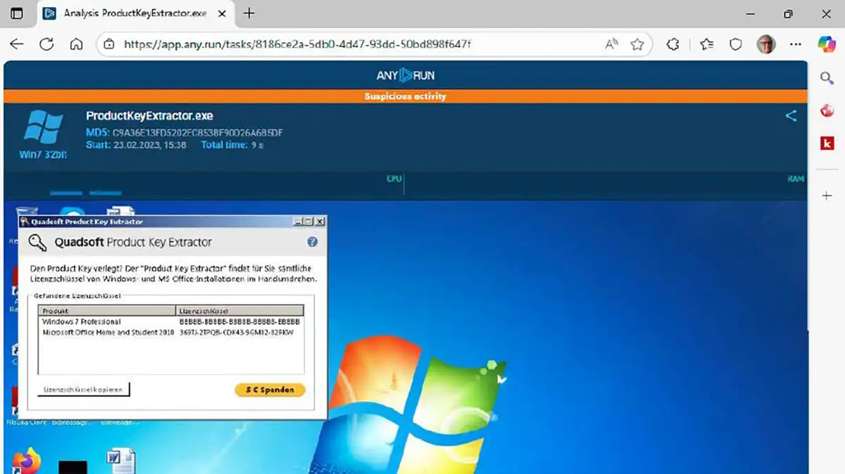 Blockt Windows Programme wegen des Verdachts auf Viren, dann lässt sich das mit der Onlinesandbox Any.run umgehen.