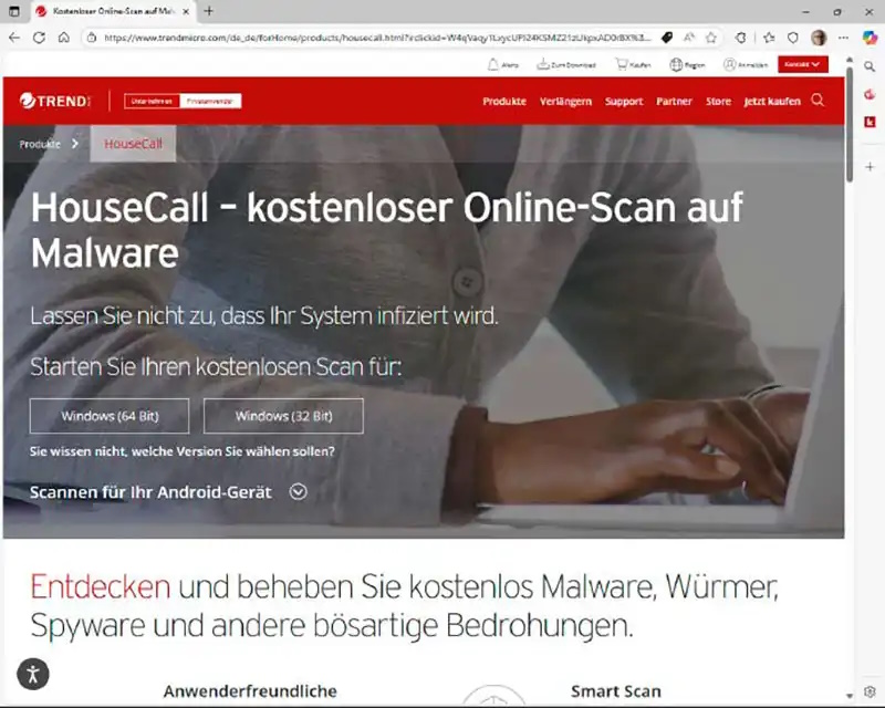 Ein Onlinescanner wie Trend Micro überprüft Dateien auf schädliche Viren, ohne dass eine lokale Installation des Programms notwendig wäre