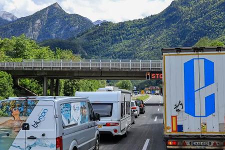 Golling an der Salzach, Austria - 22.05.2024: Traveling through Austria, the A10 highway and a fantastic view of the Tennen Mountains