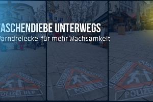 Aufgesprühte Warnungen vor Taschendieben des Polizeipräsidium Westpfalz