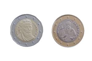 Bulgarische ein- und Zwei-Euro-Münze