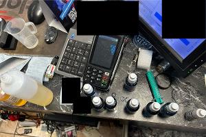 Kassenbereich mit verschiedenem Liquid