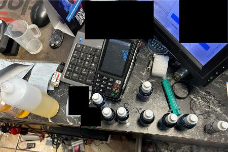 Kassenbereich mit verschiedenem Liquid