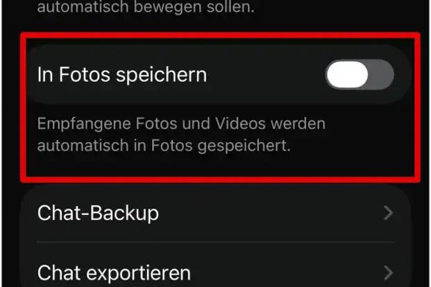 Durch das Ausschalten des Features „In Fotos speichern“ verhinderst Du, die doppelte Sicherung von Bildern auf Deinem iPhone.