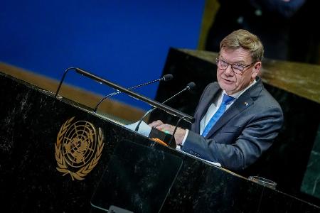Außenminister Johann Wadephul (CDU) während der Generaldebatte der Vereinten Nationen im September in New York. 