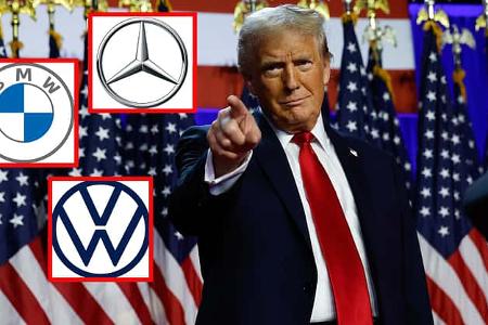 Donald Trump US-Präsident BMW Mercedes VW Logos