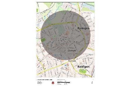 Radius der möglichen Evakuierungszone. Bild: Stadt Ratingen