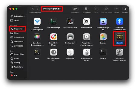 Mit der Konsolen-App siehst Du DNS-Einträge auf Geräten mit Mac-Betriebssystem.