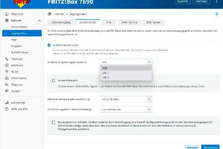 Abhängig vom Modell der FRITZ!Box stehen Dir verschiedene Optionen bei der Einrichtung des Ausfallschutzes zur Auswahl.
