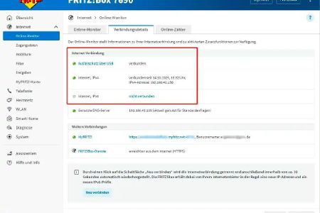 Bei aktivem Ausfallschutz funktionieren üblicherweise VPN und Telefonie nicht mehr. Über die Mobilfunkverbindung erhält die FRITZ!Box nur eine IPv4-Adresse, die ausschließlich für den Internet-Traffic geeignet ist.