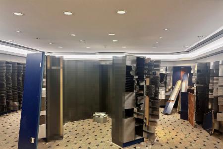 Das Bild zeigt den Tresorraum der Sparkasse in Gelsenkirchen-Buer nach Abschluss der Tatortarbeit.